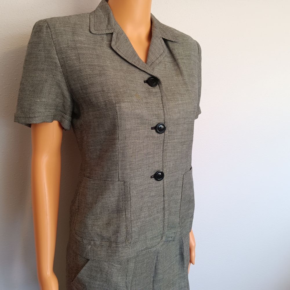 Gray Short Sleeve Blazer Set